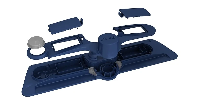 Exploded illustration of the Bona Motion Mop’s vibrating mop-head mechanism