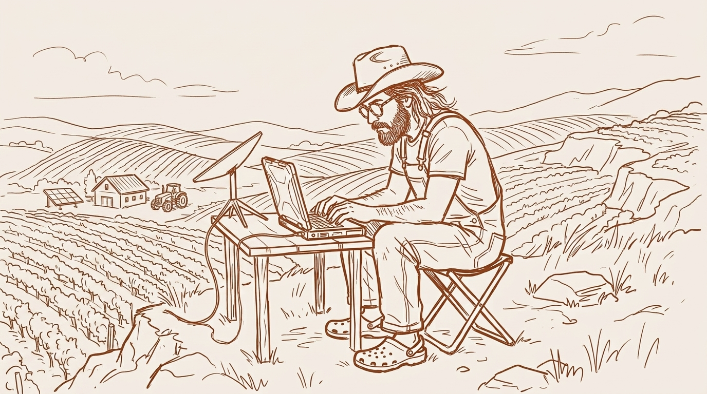 Illustration of Adam working outdoors