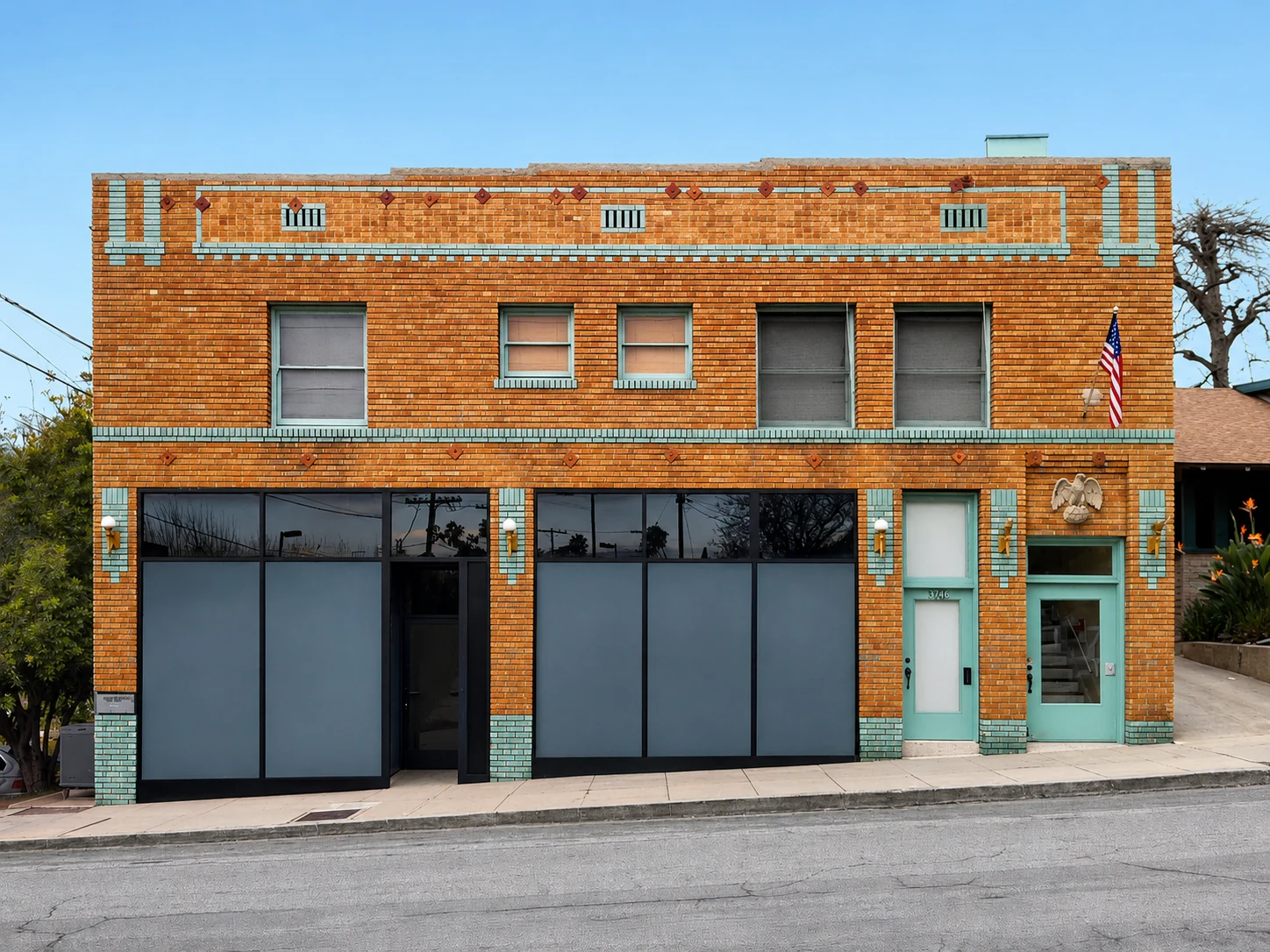 Brick mixed-use building at 5119 Eagle Rock Boulevard